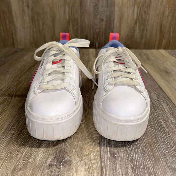 Puma Mayze Glitz Girls Youth US Size 5 Platform 385142-01 Shoes White Pink Blue - Picture 3 of 11